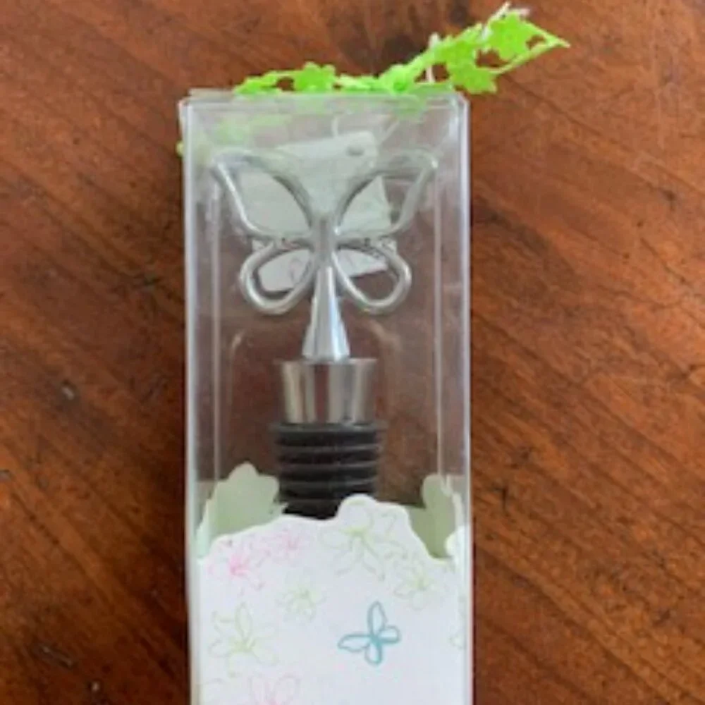 NWT 12 Shower Favors-Butterfly Wine Stoppers in Gift Boxes with 
